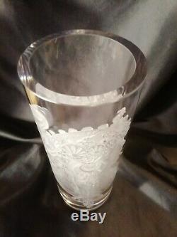 STUNNING Art Nouveau Inspired Alphonse Mucha HAND CUT HAND Engraved Crystal Vase