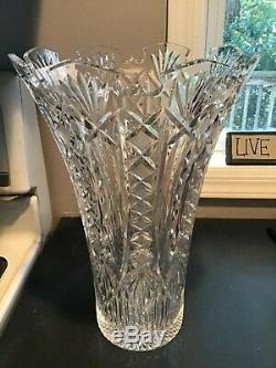 STUNNING LARGE HEAVY VINTAGE 15 Waterford CUT CRYSTAL VASE in MINT CONDITION
