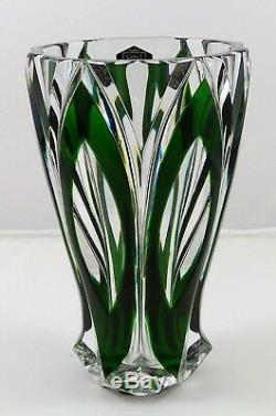 Saint Louis France Crystal Art Deco 1930-1940's Green cut to Clear 7 4 Vase