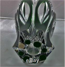 Saint Louis French Crystal Art Deco 1930-1940's Green cut to Clear 7 4 Vase