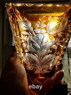 Sale! Marked Down Was 165.00 Bohemian Czech Crystal Cut To Clear Vase