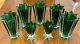 Set Of 7 Vintage Nachtmann Green Star Cut Crystal Vases Near Mint 1971 Stunning