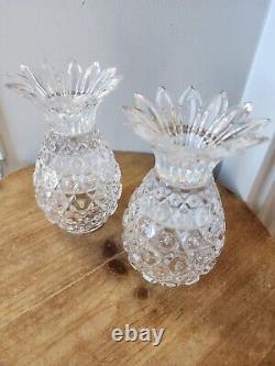 Shannon Godinger Hospitality Cut Crystal Pineapple Vase 7 Excellent! LOT OF 2