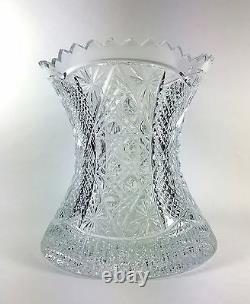 Signed Cut Crystal Hourglass Vase Stars and Buttons