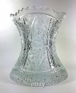 Signed Cut Crystal Hourglass Vase Stars and Buttons