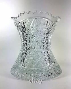 Signed Cut Crystal Hourglass Vase Stars and Buttons
