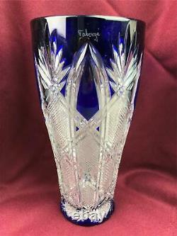 Signed Faberge IMPERIAL CZAR Blue cut to Clear Crystal Vase
