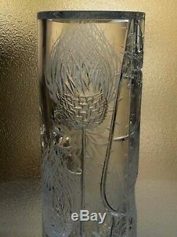 Signed JOSEF SVARC 35 cm Large Cut Crystal Flowering Thistle Vase CZECH BOHEMIAN