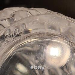 Signed LALIQUE BAGATELLE Cut Crystal Vase 6.75 Love Birds Sparrow Frosted EUC