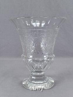 Signed Moser Engraved Floral Scrollwork & Cut Crystal Vase Dated 1895-1920 AS IS