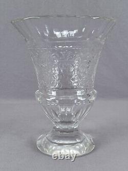 Signed Moser Engraved Floral Scrollwork & Cut Crystal Vase Dated 1895-1920 AS IS