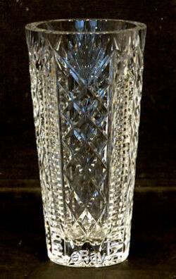 Signed WATERFORD Giftware LEAD CRYSTAL Cut Glass 8 FLOWER VASE / Signed