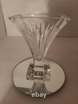 Signed Waterford brilliant cut lead crystal clarion vase 6 tall flare contour