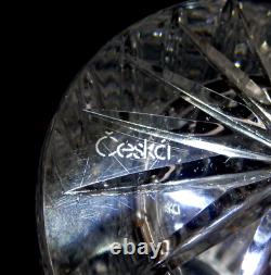 Signed'ceska Soiltaire Bohemian Heavy Cut Czech Glass Crystal 12 Vase