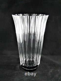 Simon Gate ORREFORS GLASS Tall Facet Cut Vase Black Base Signed'of GA 385/22