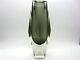 Space Age Geometric Murano Sommerso Prism Facet Cut Art Glass Vase Heavy