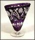 Splendid! Rare Purple Cut To Clear Bohemian Wide Crystal Vase(8.5 H X 7.5 W)