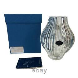 St. Louis Crystal Symphonie Pattern Flame Cut Heavy Ribbed Vase With Box RARE
