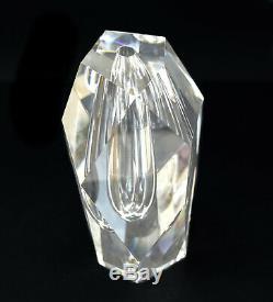 Steuben Diamond Cut Glass Vase by Paul Schulze, 1969. Original Leather Box