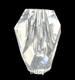 Steuben Diamond Cut Glass Vase by Paul Schulze, 1969. Original Leather Box