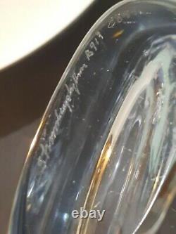 Strombergshyttan Scandinavian Cut & Engraved Deer Crystal Vase Signed & Numbered
