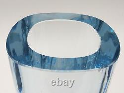 Strombergshyttan Vase Lead Crystal signed vintage Fine Sapphirre Blue Cut 7