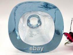 Strombergshyttan Vase Lead Crystal signed vintage Fine Sapphirre Blue Cut 7