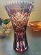 Stunning 12 Nachtmann Bleikristall Cut To Clear Cranberry/purple Crystal Vase