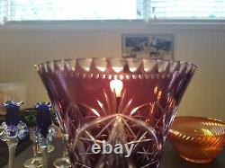 Stunning 12 Nachtmann Bleikristall Cut To Clear Cranberry/Purple Crystal Vase