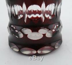 Stunning Antique Bohemian Deep Ruby Red Cut to Clear Crystal Glass Vase