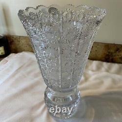 Stunning Bohemian Queens Lace Cut Crystal Vase-12 High-perfect