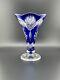 Stunning Cobalt Blue Cut-to-clear Crystal Vase Handcrafted Elegance