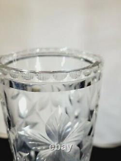 Stunning Etched HAWKES American Cut Glass Vase Flowers Antique 12