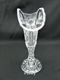Stunning Rare Tuthill ABP Brilliant Cut Glass Flared Fan Vase Flashed Flower
