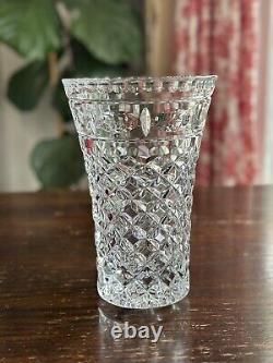 Stunning Waterford Crystal Leonora Vase, 10 Retired Stamped Cut Glass Diamond