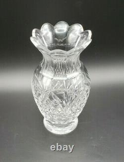Stunning Waterford Lead Crystal Cut Scalloped Edge Vase 9 Vintage