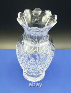 Stunning Waterford Lead Crystal Cut Scalloped Edge Vase 9 Vintage