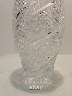 Sudety Hand Cut 24% Lead Crystal Clear Vase Poland 7.75Tall