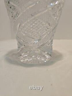 Sudety Hand Cut 24% Lead Crystal Clear Vase Poland 7.75Tall