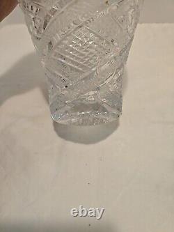 Sudety Hand Cut 24% Lead Crystal Clear Vase Poland 7.75Tall