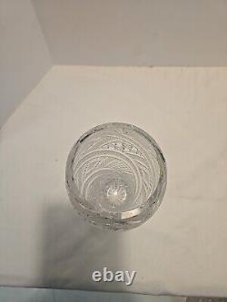 Sudety Hand Cut 24% Lead Crystal Clear Vase Poland 7.75Tall