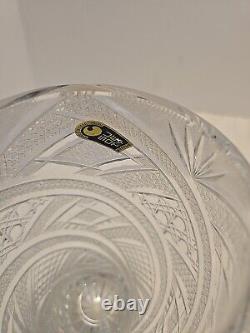 Sudety Hand Cut 24% Lead Crystal Clear Vase Poland 7.75Tall