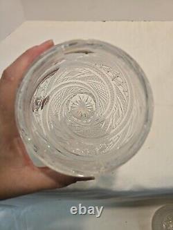 Sudety Hand Cut 24% Lead Crystal Clear Vase Poland 7.75Tall