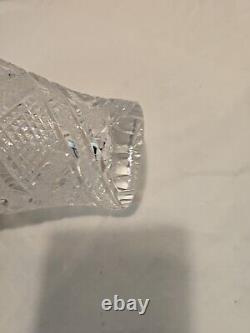 Sudety Hand Cut 24% Lead Crystal Clear Vase Poland 7.75Tall