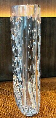TIFFANY & CO CRYSTAL OVAL LEAF CUT VASE 11 Heavy, excellent condition