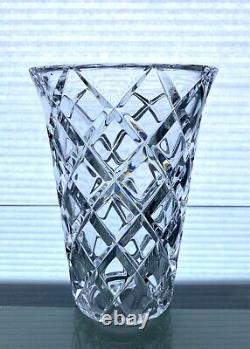 TIFFANY & CO Crystal Diamond Cut Vase 8 Signed Sybil Connolly