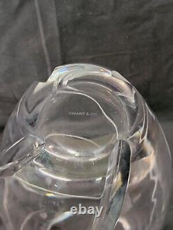 TIFFANY & CO SWIRL OPTIC Cut Crystal 8 Flower Vase Signed Free Shipping