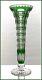 Tall Emerald Green Footed Trumpet Vase Cut To Clear Crystal Germany Nachtmann