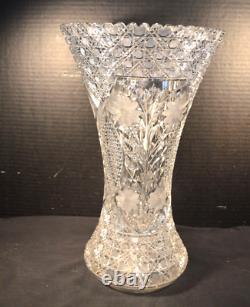 Tall Large American Brilliant Cut Crystal Vase