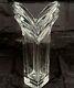 Tall Lead Cut Crystal Art Deco Style Vase Square Base 12 X 5-1/2 Inches Pontil